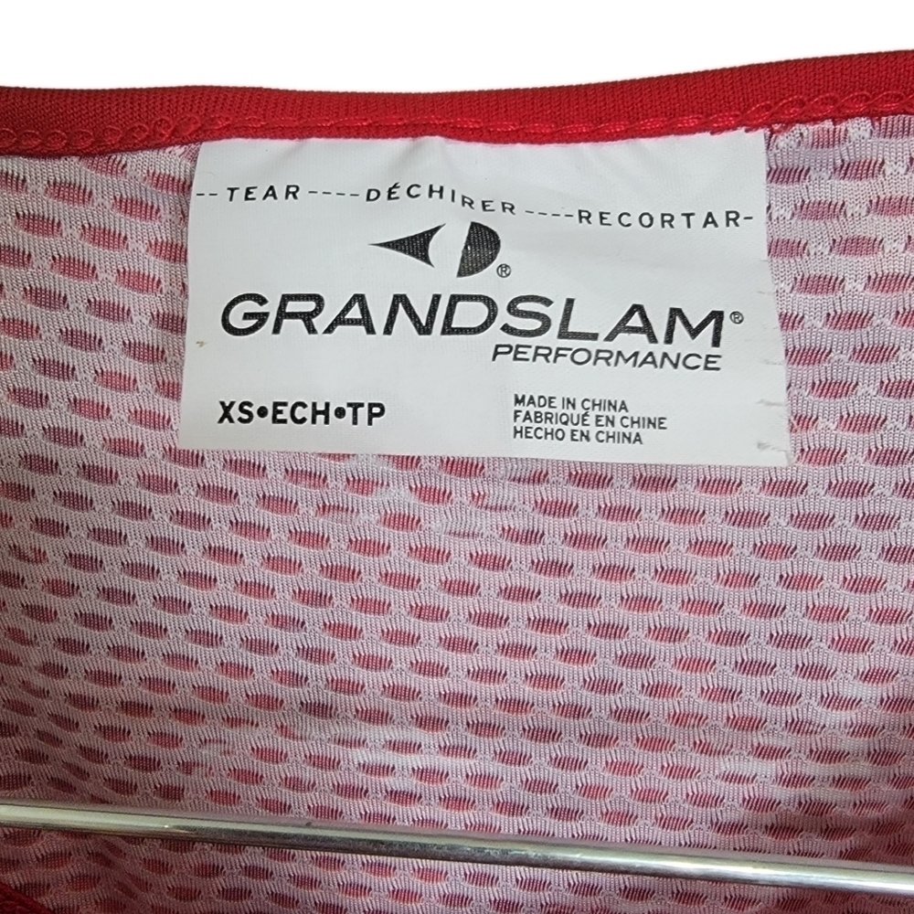 Grand Slam by Perry Ellis Red White Geometric Print Athletic Tennis Tank Top XS - Picture 3 of 5